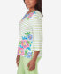 Women's Miami Beach Asymmetrical Stripe Floral Top