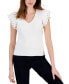Фото #1 товара Women's Ribbed V-Neck Flutter-Sleeve Sweater