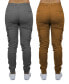 Women's Loose Fit Cotton Stretch Twill Cargo Joggers Set, 2 Pack