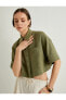 Фото #16 товара Рубашка женская Koton Crop Oversize Viskon Keten Короткий рукав с карманами