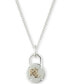 Фото #1 товара Ralph Lauren padlock Logo Choker Pendant Necklace in Sterling Silver & 18k Gold-Plate, 14" + 3" extender