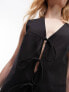 Topshop co-ord tailored tie front waist coat in black