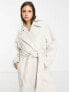 ASOS EDITION belted longline wool mix coat in cream