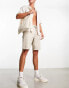 New Look straight carpenter shorts in stone Серый, W30 L32 - фото #2