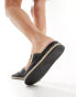 Фото #2 товара schuh Tish double buckle espadrille slides in black leather