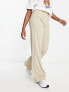 Bershka wide leg tailored trousers in mushroom