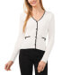 Фото #1 товара Women's Ribbed Contrast Stitch Beaded Button Cardigan