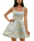 ფოტო #1 პროდუქტის Juniors' Metallic Jacquard Lace-Up-Back Fit & Flare Dress