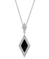 ფოტო #1 პროდუქტის Onyx & Diamond (1/20 ct. t.w.) Geometric Framed Pendant Necklace in Sterling Silver, 16" + 2" extender