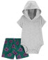 Фото #1 товара Baby 2-Piece Hooded Bodysuit & Floral Short Set 3M