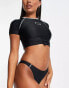 South Beach active high leg bikini bottoms in black