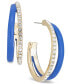 ფოტო #1 პროდუქტის Gold-Tone Medium Pavé & Color Split C-Hoop Earrings, 1.3", Created for Macy's