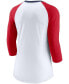 Фото #2 товара Women's White, Heathered Red Washington Nationals Color Split Tri-Blend 3/4 Sleeve Raglan T-shirt
