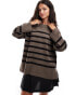 Фото #3 товара Object oversized knitted stripe jumper in brown and black