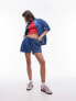 Topshop co-ord sporty pictot runner shorts in mid blue M - фото #1