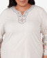 Фото #4 товара Plus Size Sedona Sky Sedona Split Neck Embroidered Top