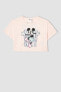 Фото #1 товара Kız Çocuk Mickey Mouse Lisanslı Sırt Baskılı Kısa Kollu Tişört V5413A621HS