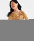 ფოტო #1 პროდუქტის Women's Printed Long Sleeve Scoop-Neck Top, Created for Macy's