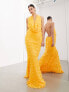 Фото #1 товара ASOS EDITION textured statement cowl neck maxi dress in orange