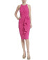 Badgley Mischka Halter Side Drape Sheath Dress Women's Pink 0