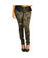 Women Curvy Fit Camo Printed Stretch Twill Destroyed Low Rise Skinny Jeans