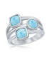 Sterling Silver Multi-Shaped Larimar Triple Band Ring