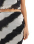 New Look mesh tie dye midi skirt co-ord in black stripe