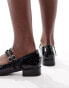 Glamorous Wide Fit double strap mary janes in black patent