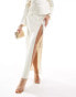 Фото #4 товара ASOS DESIGN satin maxi skirt with high side split co-ord in ivory