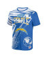 Фото #3 товара Men's NFL X Staple Blue Los Angeles Chargers Team Slogan All Over Print Short Sleeve T-shirt