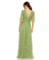 ფოტო #4 პროდუქტის Women's Floral Ruffle Detail Long V-Neck Gown