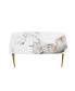 Фото #8 товара 63" Modern Artificial Stone Pandora White Curved Golden Metal Leg Dining Table -6 People