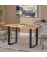 Modern Industrial Dining Table: Acacia Wood Top, Iron Frame