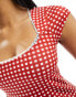 Фото #8 товара ASOS DESIGN red gingham cami dress with contrast trim