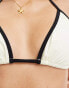 4th & Reckless musa contrast detail triangle bikini top in cream