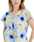 Фото #3 товара Блузка с принтом цветов, с защипами и объемными рукавами AK Anne Klein petite"