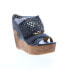 Фото #2 товара Bed Stu Petra F394003 Womens Black Leather Hook & Loop Wedges Sandals Shoes 11