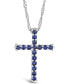 ფოტო #1 პროდუქტის Sapphire (3/4 ct. t.w.) Cross Pendant Necklace in Sterling Silver