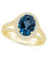 ფოტო #1 პროდუქტის London Blue Topaz (3-5/8 ct. t.w.) and Diamond (3/4 ct. t.w.) Halo Ring in 14K Yellow Gold