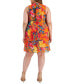 Фото #2 товара Plus Size Printed Chiffon Mock-Neck Dress