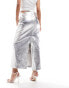 Фото #6 товара Mango metallic midi skirt in silver