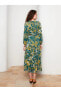 Фото #5 товара LCW Modest Fırfırlı Dik Yaka Desenli Uzun Kollu Kadın Elbise