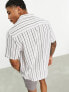 ASOS DESIGN relaxed textured stripe shirt in white