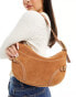 Фото #1 товара ASOS DESIGN suede slouch double strap and buckle shoulder bag in tan