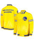 ფოტო #2 პროდუქტის Men's Gold Golden State Warriors Slider Satin Full-Snap Varsity Jacket