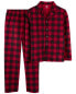 Фото #6 товара Kid 2-Piece Buffalo Check Fleece Coat Style Pajamas 7