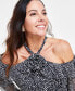 ფოტო #3 პროდუქტის Women's Printed Rosette Cold-Shoulder Top, Created for Macy's