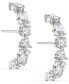 ფოტო #2 პროდუქტის Silver-Tone Crystal Curved Drop Earrings