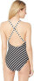 LAUREN RALPH LAUREN Women's 236149 Stripe Mix High One-Piece Swimsuit Size 10