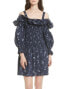Фото #1 товара Rebecca Taylor 243172 Women's Francine Cold Shoulder Dress Navy Combo Size 0